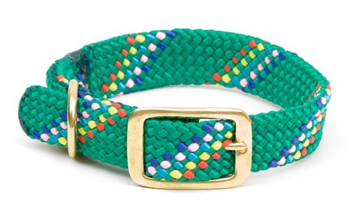 Mendota Double Braid Collar - Brass - Kelly Confetti / 1" X 18"