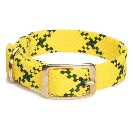 Mendota Double Braid Collar - Brass - Hunter Green / 9/16" X 14"