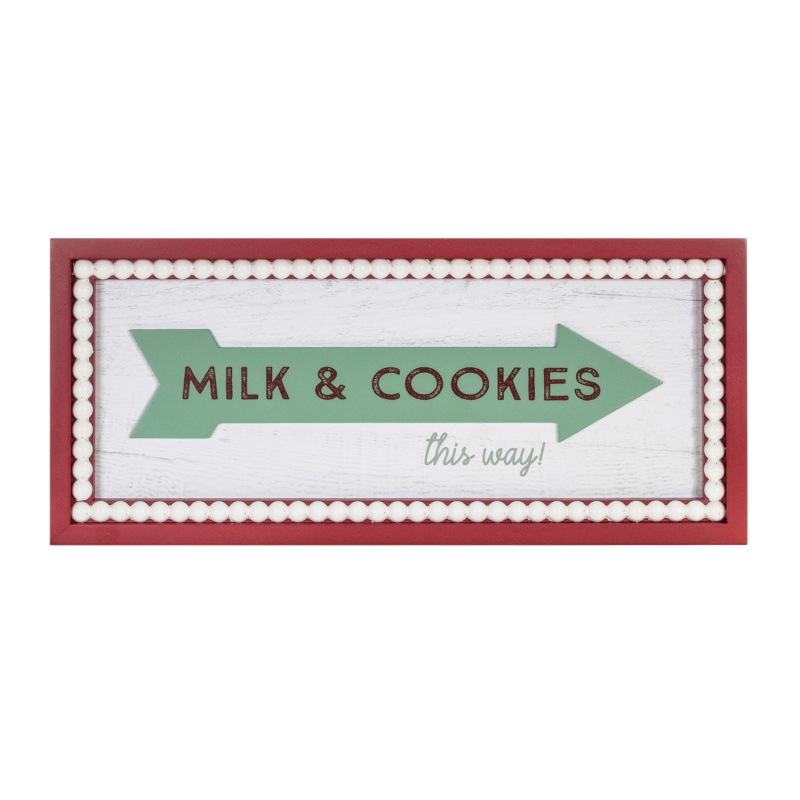 Milk And Cookies Arrow Sign 19.5"L x 8.5"H
