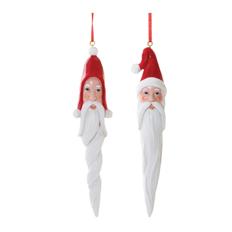 Santa Drop Ornament Set of 6, 8.25”L, Resin