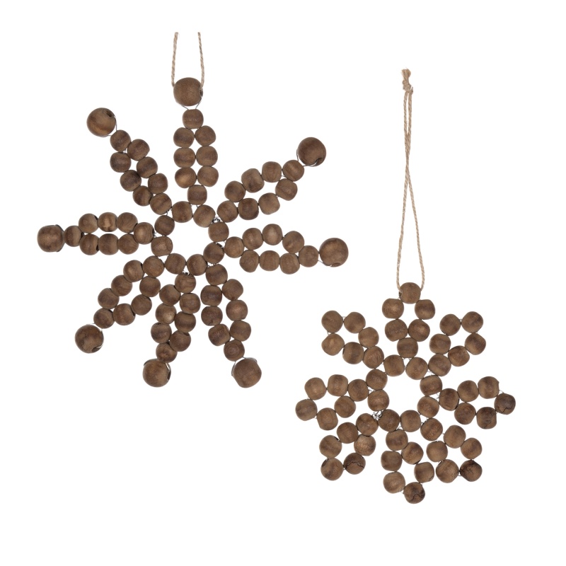 Snowflake Ornament Set of 12, 4.75"D and 6.75"D Wood