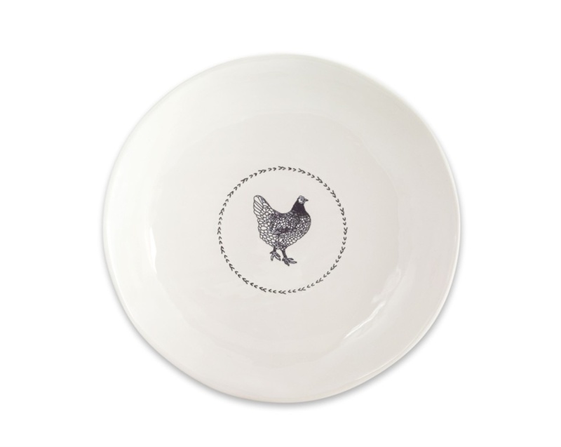 Chicken Round Platter (Set of 2) 13.25”D Stoneware