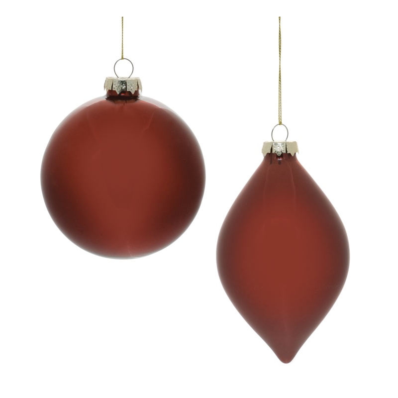 Ornament Set of 6, 4"D, 6"H Glass