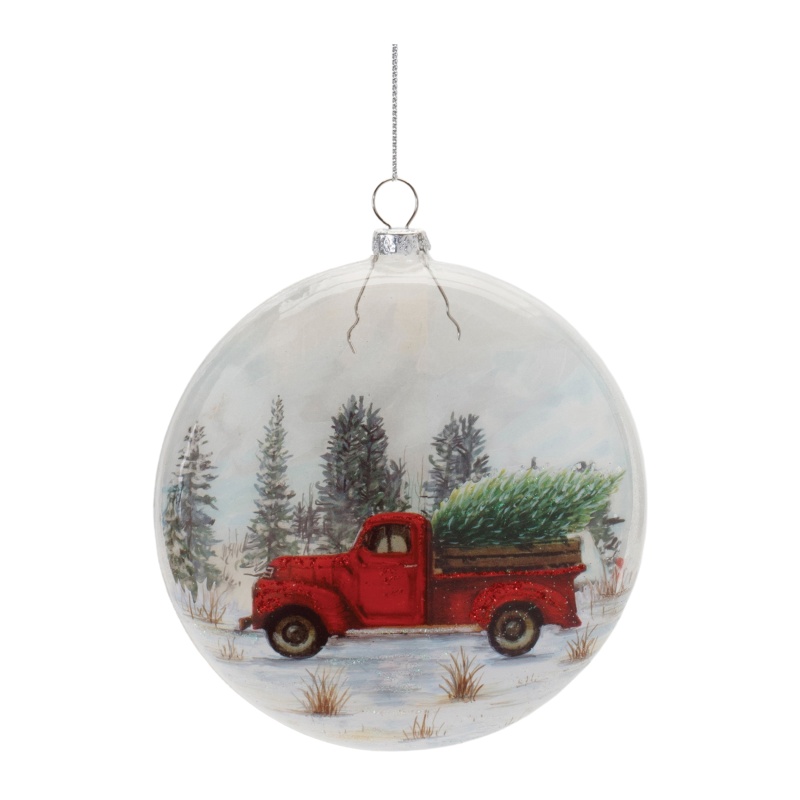 Melrose International Truck Ornaments, Set of 6, 5”H Glass