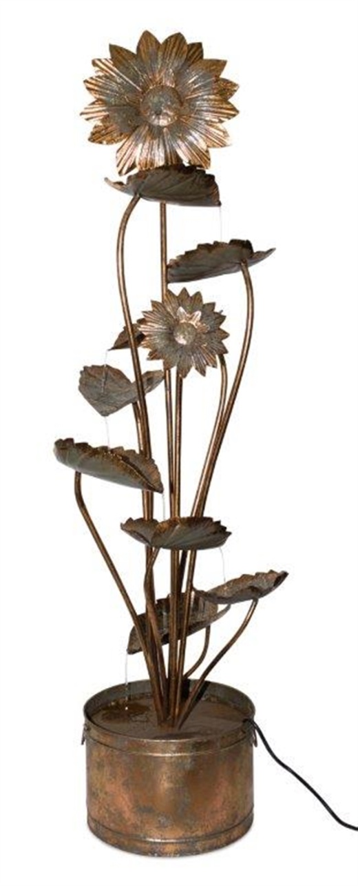 Sunflower Fountain 19.5"L x 5'H Iron - Outdoor Water Feature