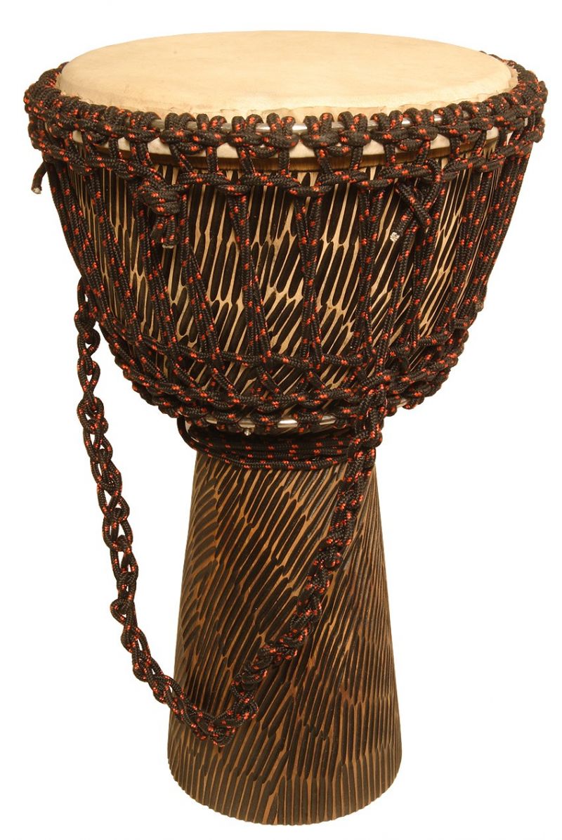 Mid-East Rope Tuned Sheesham Djembe With Goatskin Head 10-By-20-Inch - Hewn Finish