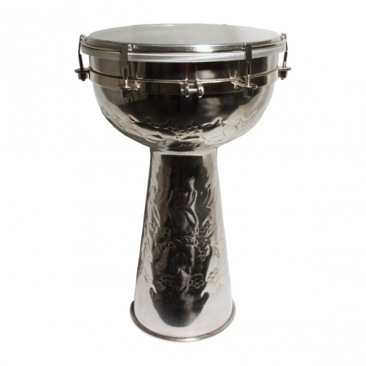 Mid-East Metal Doumbek With Synthetic Head And Internal Jingles 8-By-14-Inch