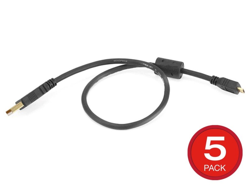 Monoprice Usb-A To Micro B 2.0 Cable - 5-Pin 28/24Awg Gold Plated Black 1.5Ft, 5-Pack