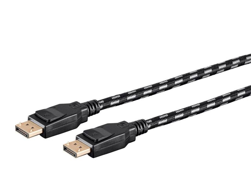Monoprice Braided Displayport 1.4 Cable, 1.5Ft, Gray