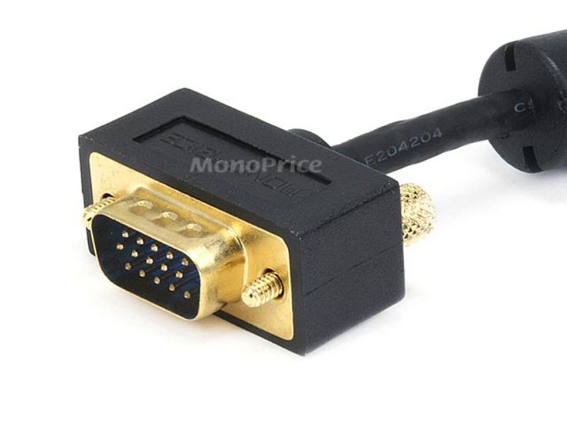 Monoft Ultra Slim Svga Super Vga 30/32Awg M/M Monitor Cable With Ferrites (Gold Plated Connector)
