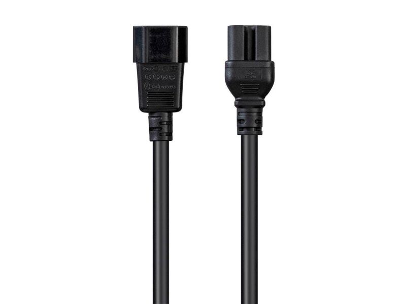 Monoprice Heavy Duty Power Cable - Iec 60320 C14 To Iec 60320 C15, 14Awg, 15A/1875W, Sjt, 125V, Black, 6Ft
