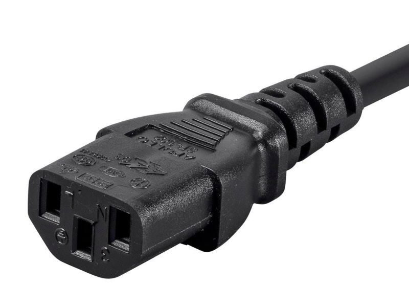 Monoprice Power Cord - Nema 5-15P To Iec 60320 C13, 14Awg, 15A/1875W, 3-Prong, Black, 6Ft