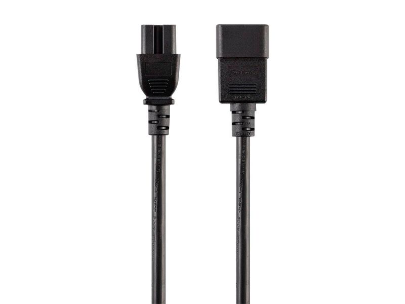 Monoprice Power Cord - Iec 60320 C20 To Iec 60320 C15, 14Awg, 15A/1875W, 3-Prong, Black, 3Ft