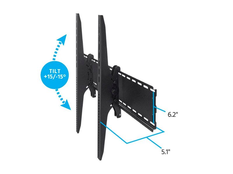 Monoprice Commercial Tilt Tv Wall Mount Bracket Extra Wide For 60" To 100" Tvs Up To 220Lbs, Max Vesa 1000X800, Ul Certified, Heavy Duty Works With Concrete And Brick