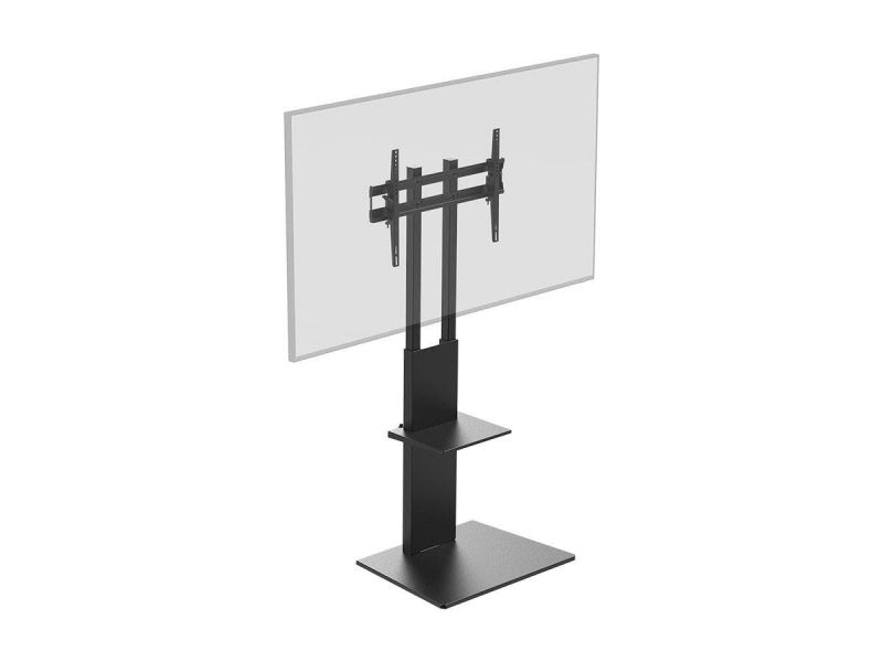 Monoprice Commercial Series Height Adjustable Tilt Tv Mount & Stand With Tv Component Shelf For Led Displays 37In To 70In, Max Weight 88Lbs., Vesa Patterns Up To 600X400, Black