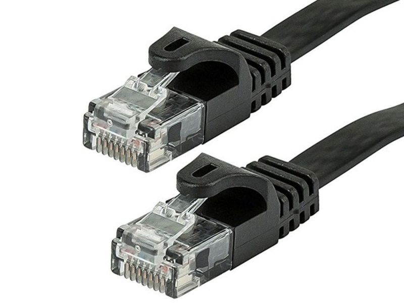 Monoprice Flexboot Flat Cat6 Ethernet Patch Cable - Snagless Rj45, Flat, 550Mhz, Utp, Pure Bare Copper Wire, 30Awg, 25Ft, Black