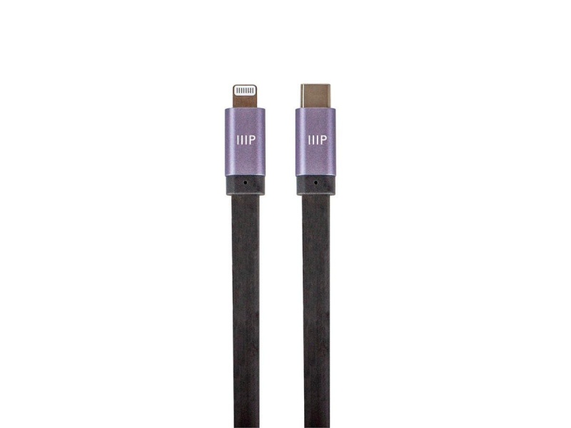 Monoprice Cabernet Series Apple Mfi Certified Flat Lightning To Usb Type-C Rapid Charge And Sync Cable, 6Ft Gray