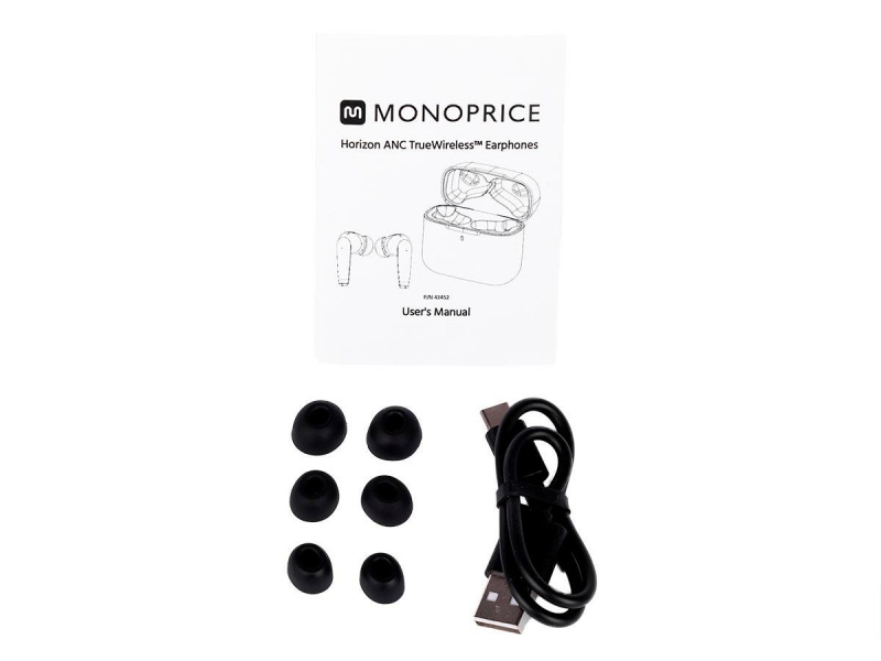 Monoprice Horizon Anc True Wireless Earphones With Anc, Qualcomm Qcc3040 Bluetooth 5.2, 4 Mics, Cvc 8.0, Adaptive Aptx, Aac, Gaming Low Latency Mode, Sweatproof, Charging Case