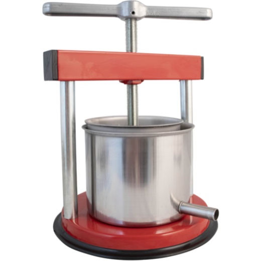 Small Food Press | Fruit | Cheese | Butter | 12 Cm X 11.5 Cm | Stainless Steel Basket And Basin | Red "Tommy" Model