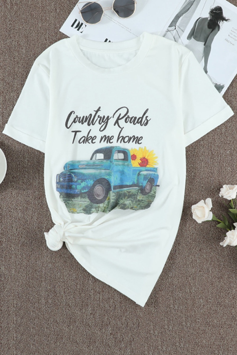 White Short Sleeve Country Roads Take Me Home T-Shirt
