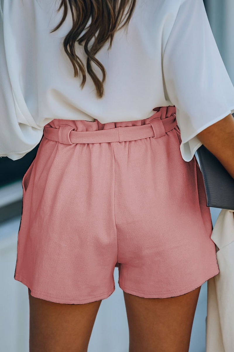 Casual Pink Cotton Blend Pocketed Knit Shorts