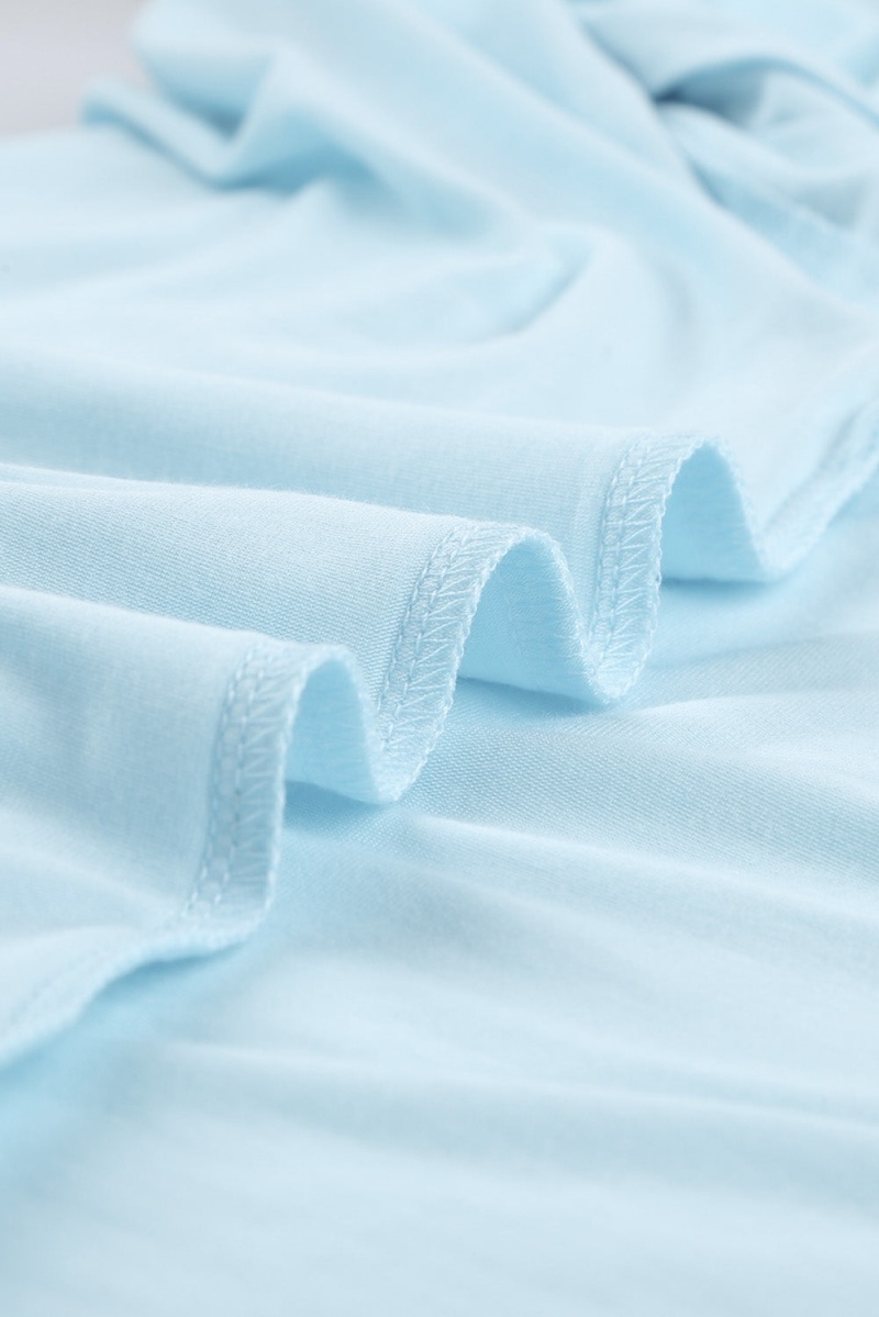 Sky Blue Buttoned Short Sleeve Shirt And Shorts Pajamas Set Sleepwear