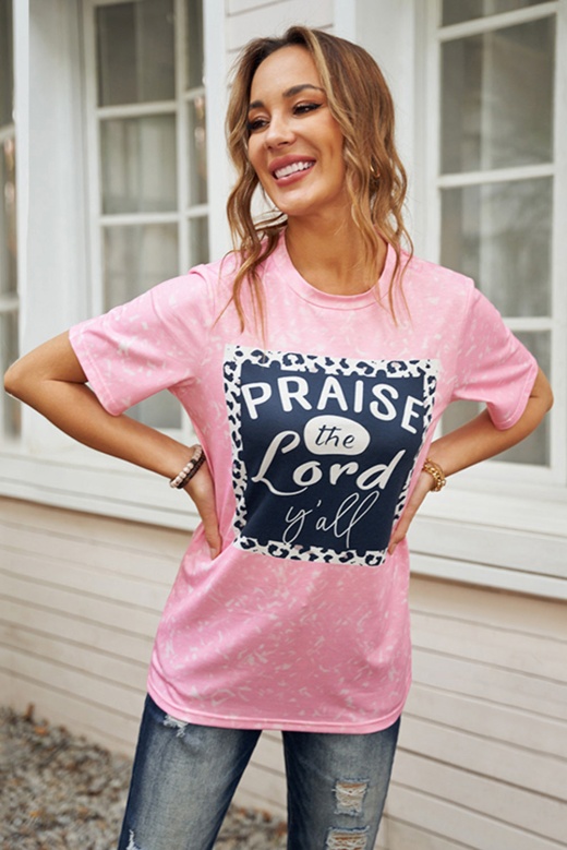 Cute Pink Praise The Lord Short Sleeve Tee
