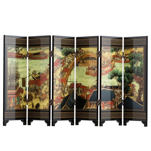 Miniature Lacquer Room Dividers Featuring Chinese Artwork