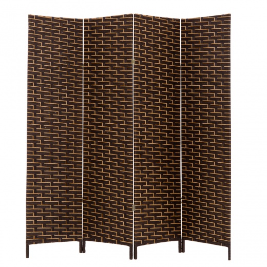 Elegant 4-Panel Woven Bamboo Room Divider