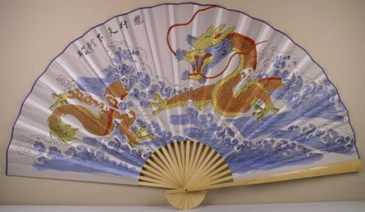 Oriental Wall Fan - Handcrafted Bamboo and Paper Art