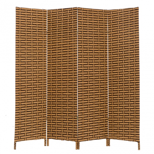4-Panel Woven Bamboo Room Divider - Stylish Privacy and Space Management