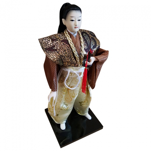 Japanese Samurai Porcelain Doll with Theatrical Costume