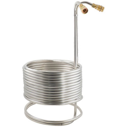 Stainless Steel Wort Chiller With Brass Fittings - 50 Ft X 1/2 In