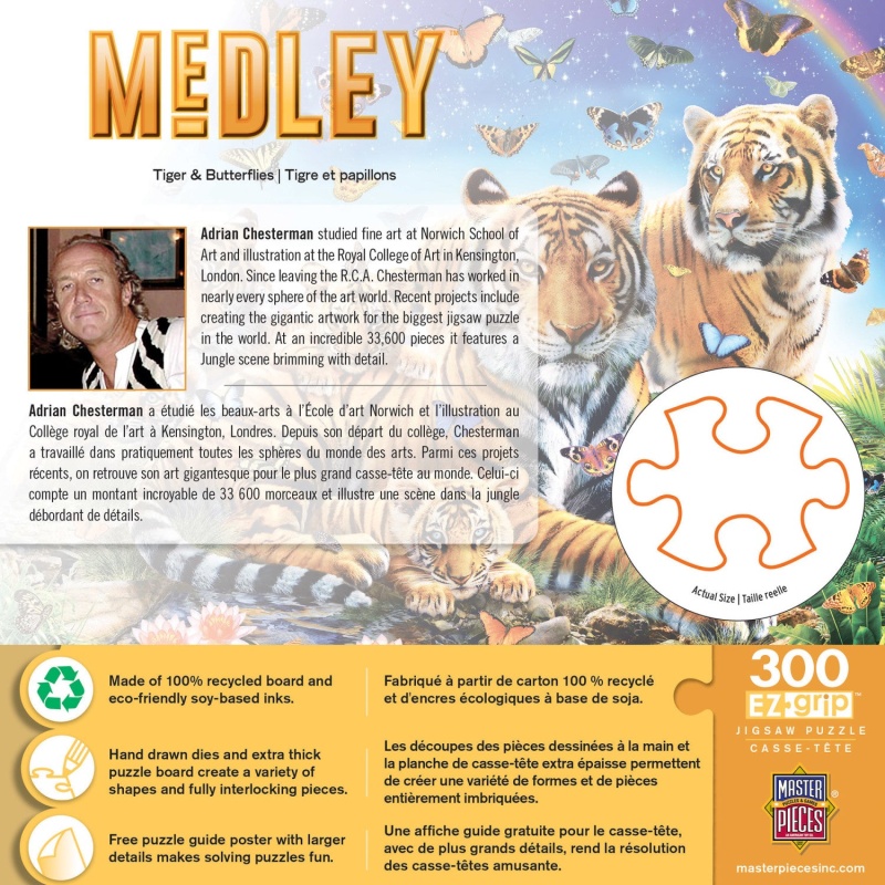 Medley - Tiger & Butterflies 300 Piece Ez Grip Jigsaw Puzzle