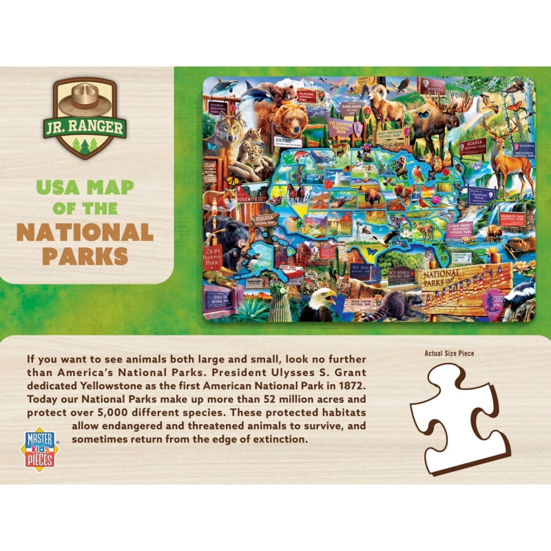 Usa Map Of The National Parks - 100 Piece Jigsaw Puzzle