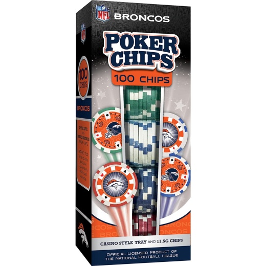 Denver Broncos 100 Piece Poker Chips Set by MasterPieces