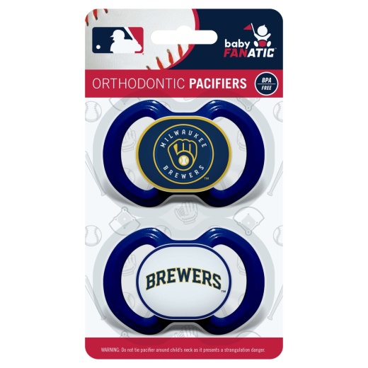 Milwaukee Brewers Pacifier 2-Pack - Officially Licensed MLB Product for Infants