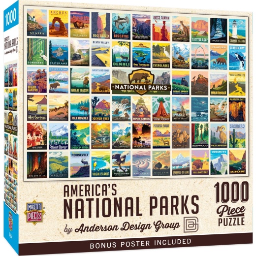 National Parks Vintage Collage Poster Art 1000 Piece Jigsaw Puzzle