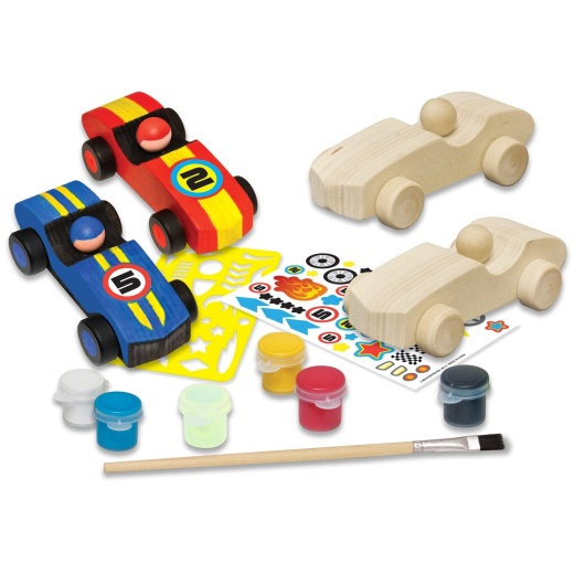 Masterpieces Double Racecars Wood Craft & Paint Kit