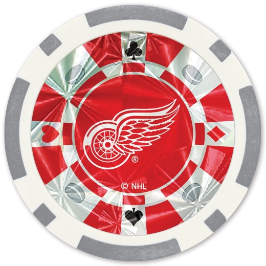 Detroit Red Wings 20 Piece Poker Chips - Silver Collector's Edition