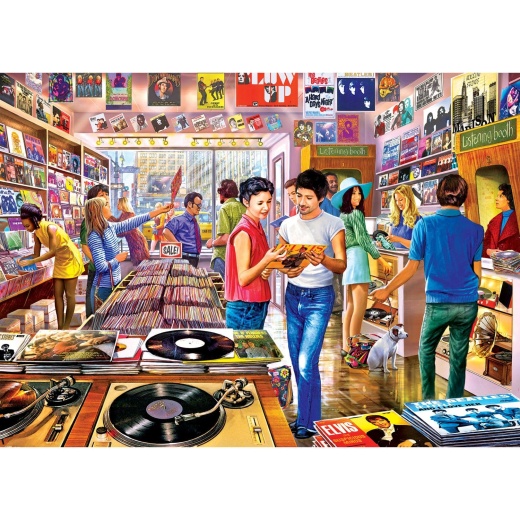 Flashbacks - Vintage Vinyl Records 1000 Piece Jigsaw Puzzle