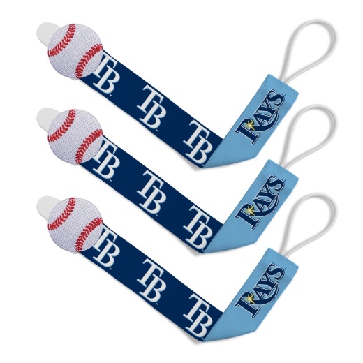 Tampa Bay Rays Pacifier Clip 3-Pack - Official MLB Baby Gear