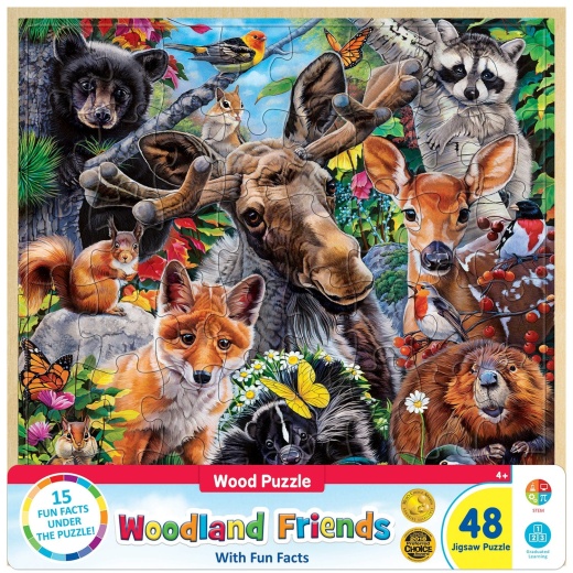 Woodland Friends - Fun Facts 48 Piece Wood Jigsaw Puzzle