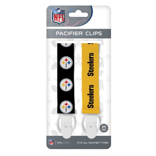 Pittsburgh Steelers Pacifier Clip 2-Pack for Baby Fans