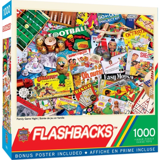 Masterpieces Flashbacks - Family Game Night 1000 Piece Jigsaw Puzzle