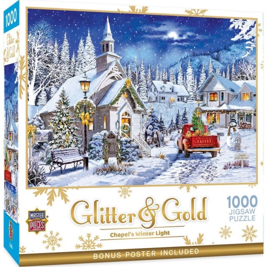 Glitter & Gold - Chapel's Winter Light 1000 Piece Jigsaw Puzzle