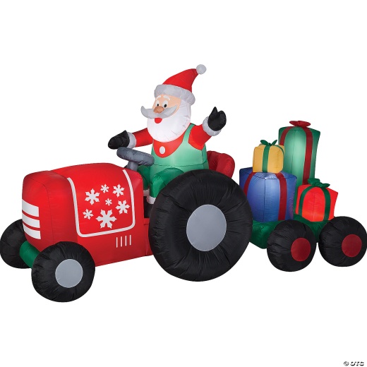 55" Blow Up Inflatable Santa On Tractor Outdoor Yard Decoration