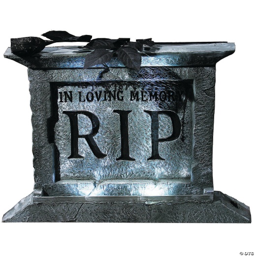 Tombstone Pedestal With Rose Halloween Decoration