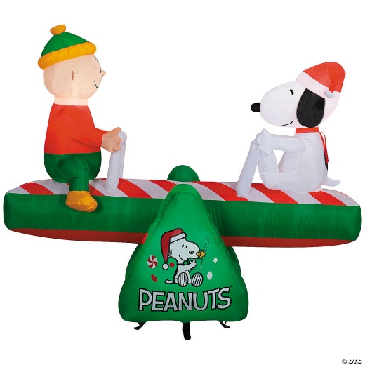 5 Ft. Airblown® Inflatable Peanuts® Christmas Snoopy & Charlie Brown Teeter Totter Outdoor Yard Decoration