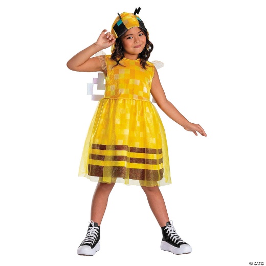 Kids Minecraft™ Bee Hooded Dress Costume - Medium 7-8